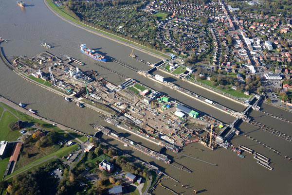 Bauarbeiten an der Nord-Ostsee-Schleuse im Zeitplan